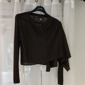 Mocha Brown Asymmetrical Women's Cardigan
